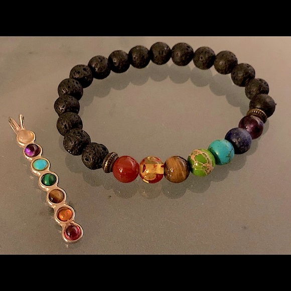 Chakra Gemstones. Volcano. Sterling silver. 2 piece set - Picture 6 of 8